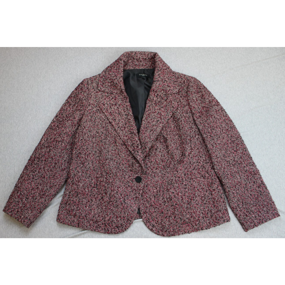 Talbots Blazer Womens 16W Cotton Blend Tweed One-Button Single Breasted Lined